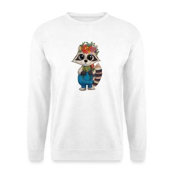 Flower Wreath Raccoon - Unisex Sweatshirt - white - Front