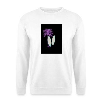 Illustration de surf et de palmier lumineux - Sweat-shirt Unisexe - blanc - Devant