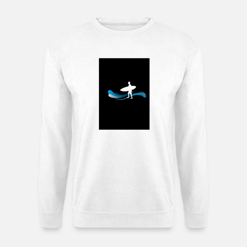 Surfer silhouette on waves - Unisex Sweatshirt - white