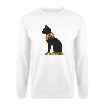Katzengöttin: Ägyptische Eleganz - Unisex Pullover - Weiß - Vorne - Alina (178cm) & Michal (187cm)
