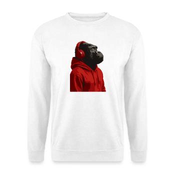 Groove Gorilla with red headphone and Hoodie - Unisex Sweatshirt - white - Front