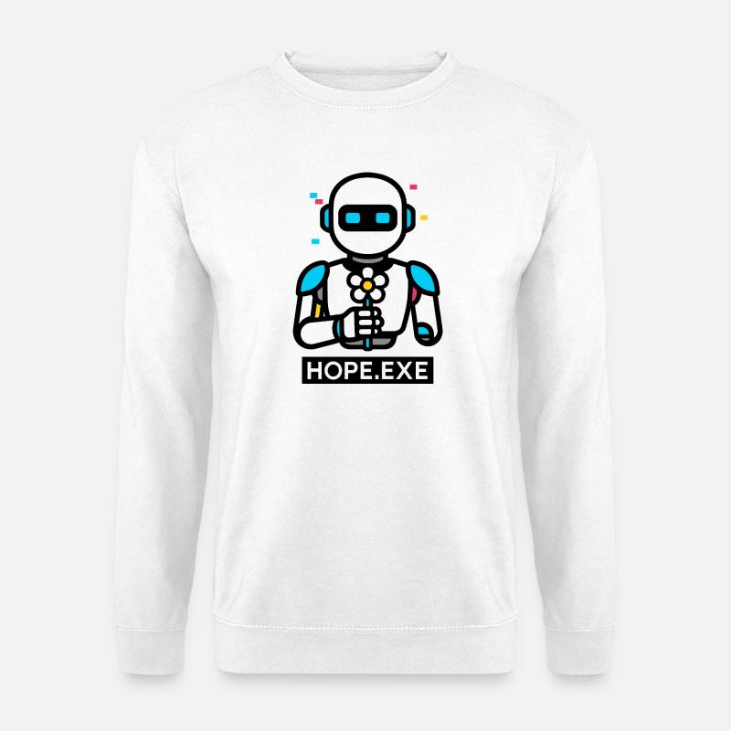 HOPE.EXE – Robot avec fleur - Sweat-shirt Unisexe - blanc