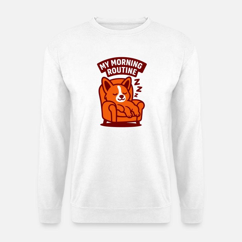 Morning Routine Dog - Unisex Pullover - Weiß