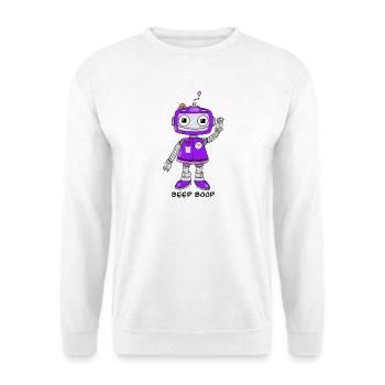 Lila Roboter - Unisex Pullover - Weiß - Vorne