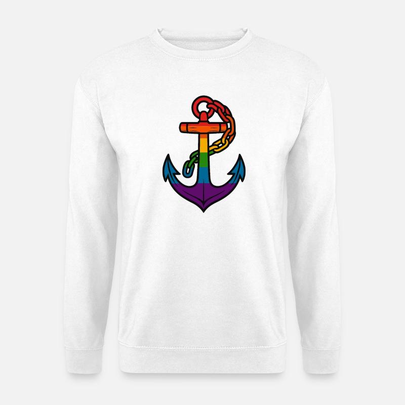 Rainbow Anchor with Gradient - Unisex Sweatshirt - white