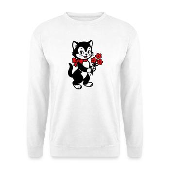 Schwarze Katze mit rotem Band - Unisex Pullover - Weiß - Vorne