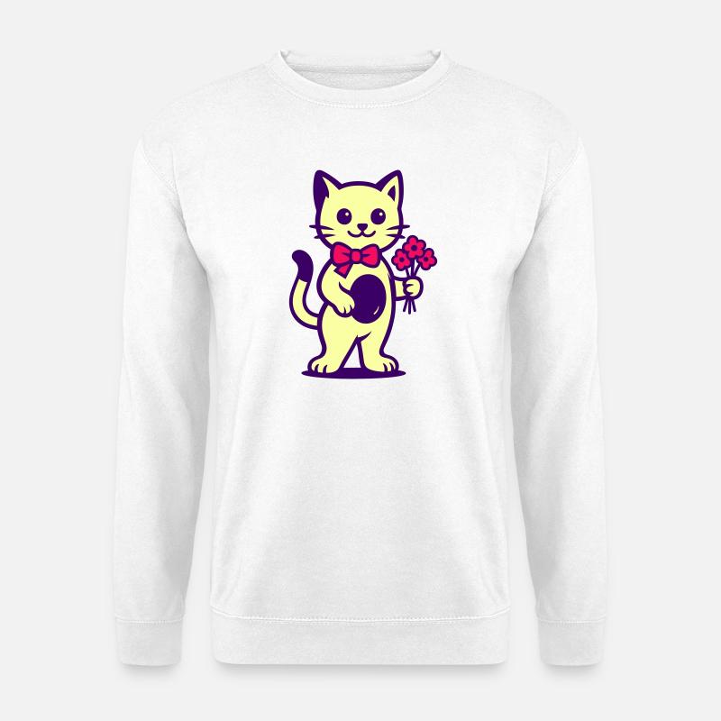 Kuschelkätzchen Blumenstrauß - Unisex Pullover - Weiß