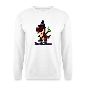 DinoZAUrier – Pixel Art Dinosaurier mit Zauberhut - Unisex Pullover - Weiß - Vorne