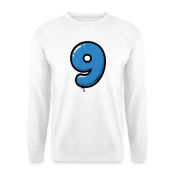 Glimmender Zahlenballon 9 - Unisex Pullover - Weiß - Vorne