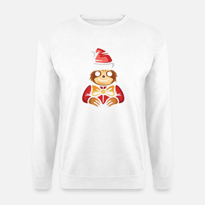 Weihnachtsfaultier mit Mütze und Schleife - Unisex Pullover - Weiß
