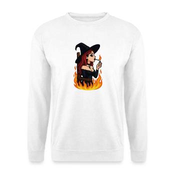 Hexe in Flammen – Gothic Halloween - Unisex Pullover - Weiß - Vorne