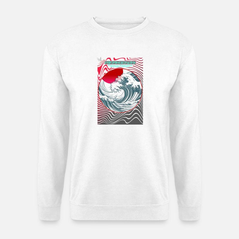 Roter Sonnenkreis Wellentanz - Unisex Pullover - Weiß