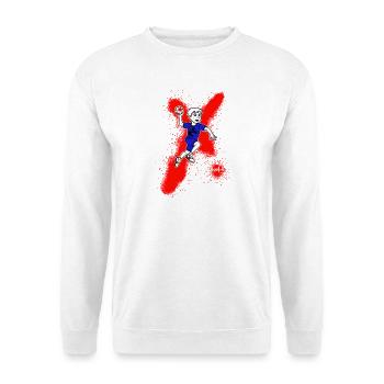 Handball Junge im Sprung - Unisex Pullover - Weiß - Vorne - Alina (178cm) & Michal (187cm)