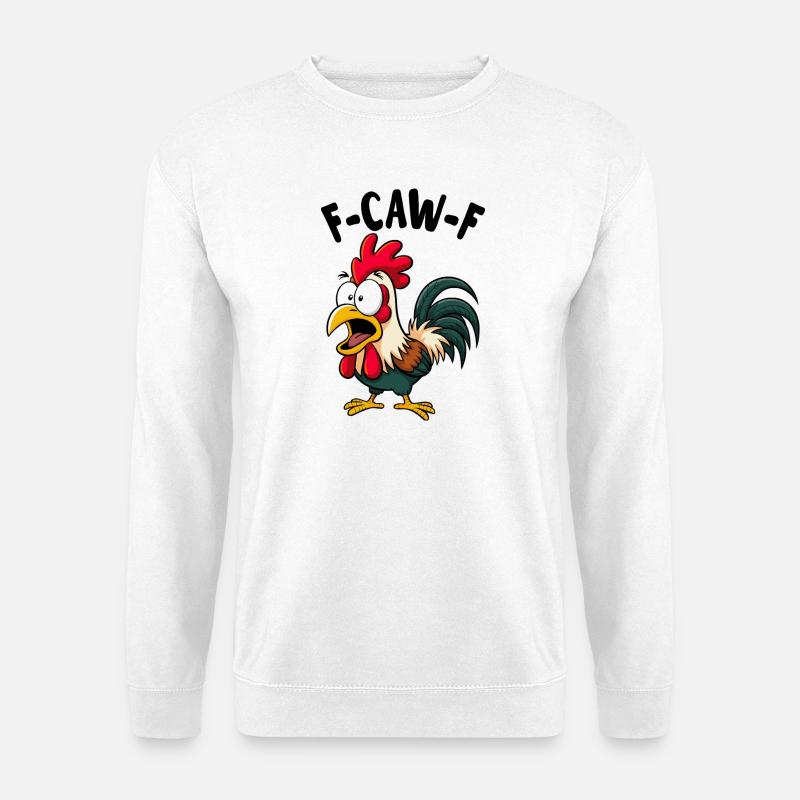 F CAW F Rooster Screaming Meme - Unisex Pullover - Weiß