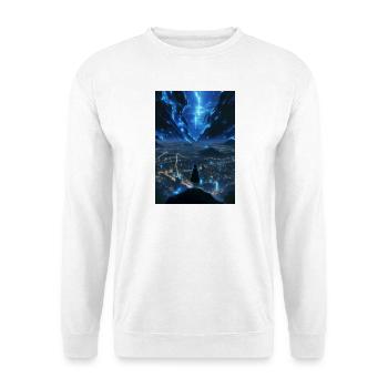 Leuchtende Stadt unter elektrischem Himmel - Unisex Pullover - Weiß - Vorne