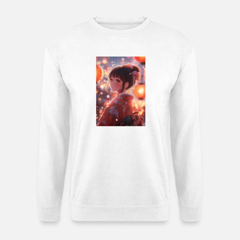 Kimono Blühende Helle Laternen - Unisex Pullover - Weiß