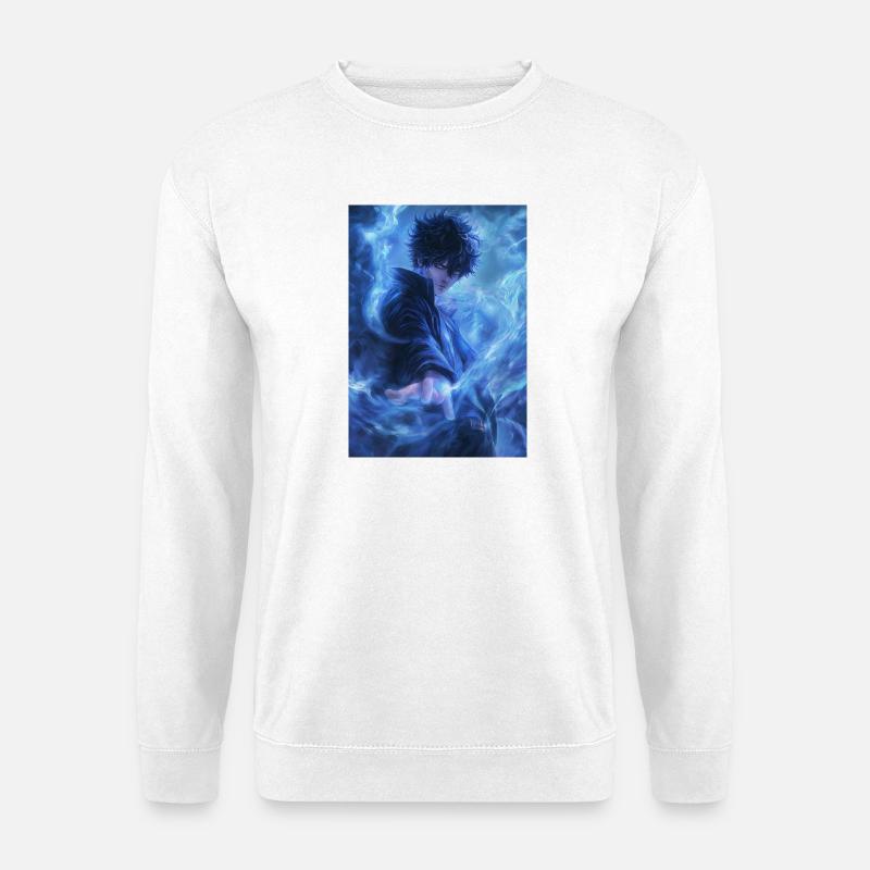 Fantasy Azurblaue Flamme - Unisex Pullover - Weiß