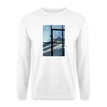 Fensterblick Skilift Blau - Unisex Pullover - Weiß - Vorne