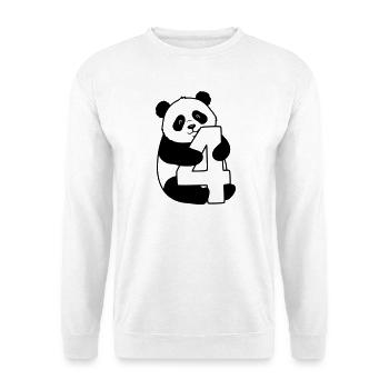 Panda with number 4 cartoon illustration - Unisex Sweatshirt - white - Front