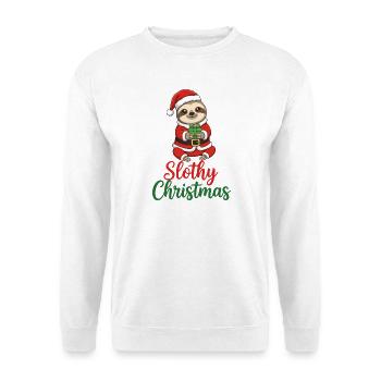 Faulheit Weihnachts-Weihnachts-Faultier - Unisex Pullover - Weiß - Vorne