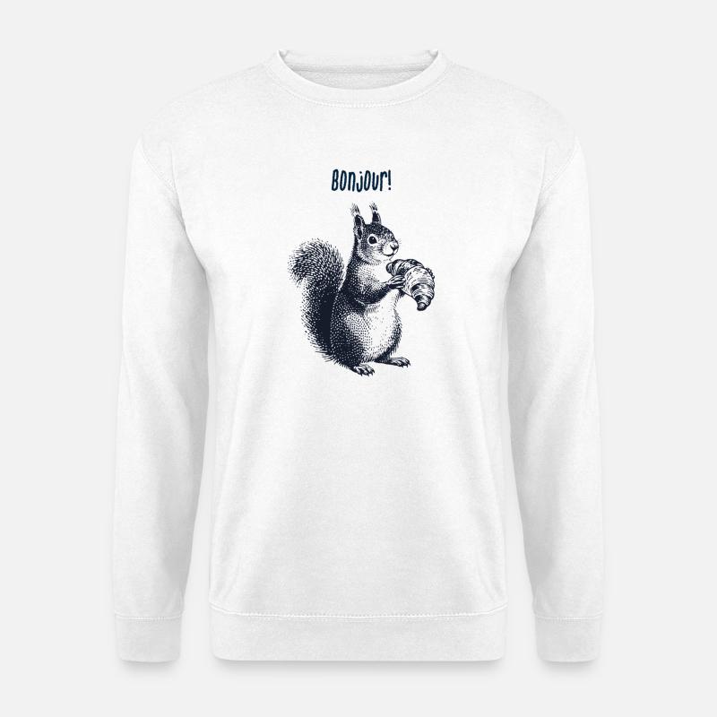 Bonjour Croissant Eichhörnchen - Unisex Pullover - Weiß