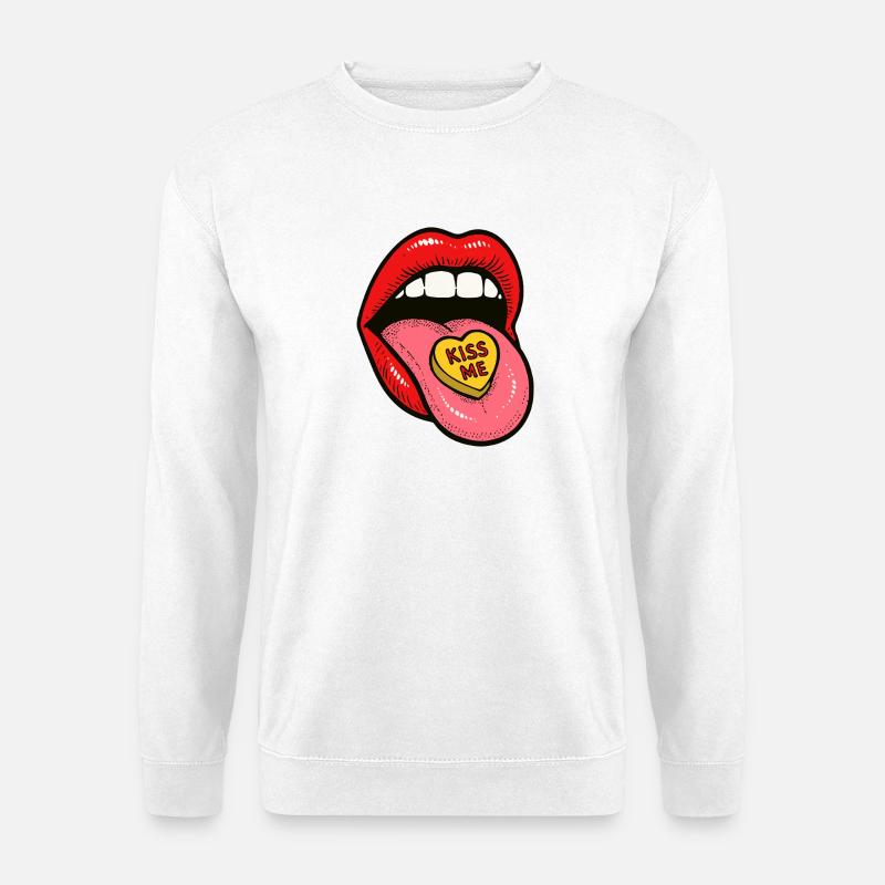 Red Lips Zungen-Süßigkeiten-Liebe - Unisex Pullover - Weiß