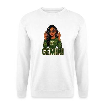 Gemini Queen – Loc'd Afro Girl Vibrant Spirit - Unisex Sweatshirt - white - Front