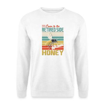 Retired Side Honey Funny Bee Retro Sunset Design - Unisex Pullover - Weiß - Vorne