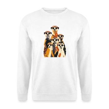 many meerkats stand and look group motif - Unisex Sweatshirt - white - Front