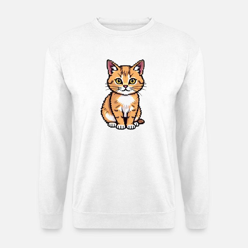Katze Pixel Art - Unisex Pullover - Weiß