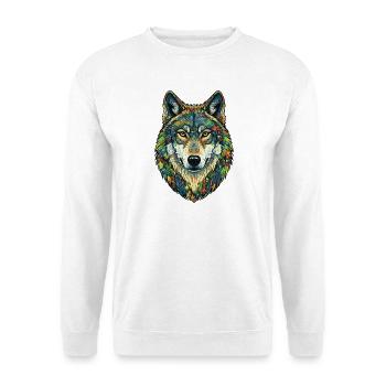 Loup Coloré aux Fleurs - Sweat-shirt Unisexe - blanc - Devant