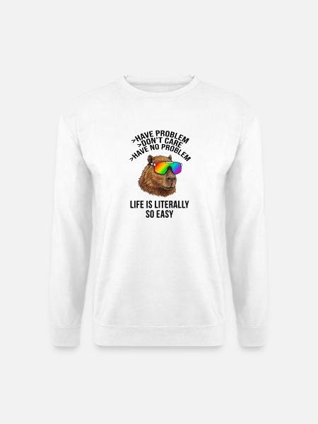 Cool Capybara Regenbogen-Sonnenbrille – Chill-Meme - Unisex Pullover - Weiß