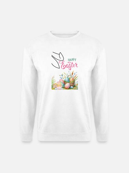 Pastell Ostern Korb und Eier - Unisex Pullover - Weiß