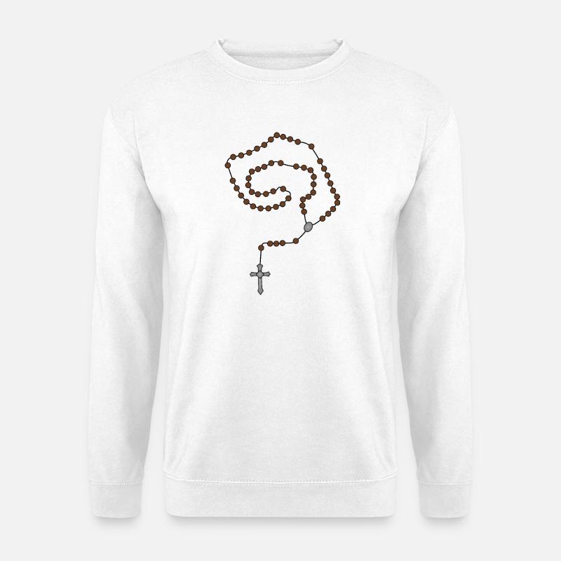 Spiralrosenkranzperlen auf Schwarz - Unisex Pullover - Weiß