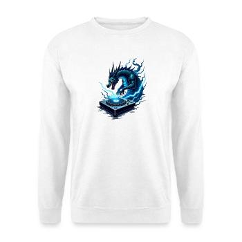 Blaues Drachen-DJ Kraft - Unisex Pullover - Weiß - Vorne