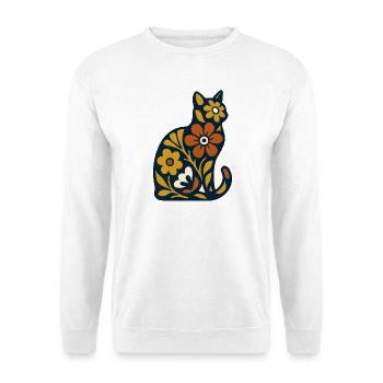 Blossom Cat Folk Art Pattern - Unisex Sweatshirt - white - Front