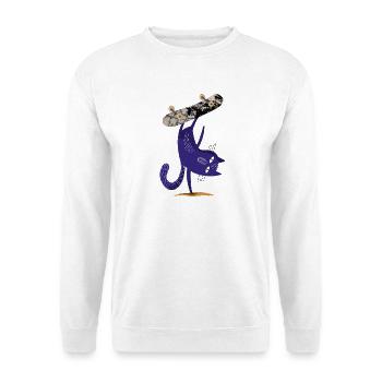 Chat violet sur skateboard - Sweat-shirt Unisexe - blanc - Devant