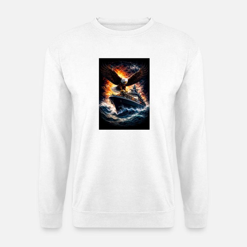 Eagle on ship in storm - Unisex Sweatshirt - white