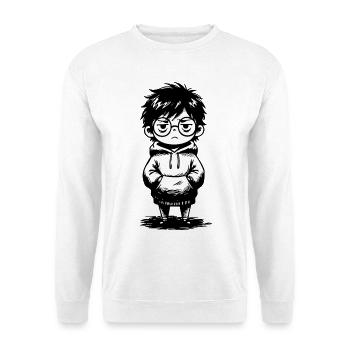 Aufkleber-Kinder-Hoodie Apathie Schwarz-Weiß - Unisex Pullover - Weiß - Vorne