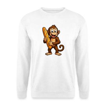 Monkey with baguette - Unisex Sweatshirt - white - Front