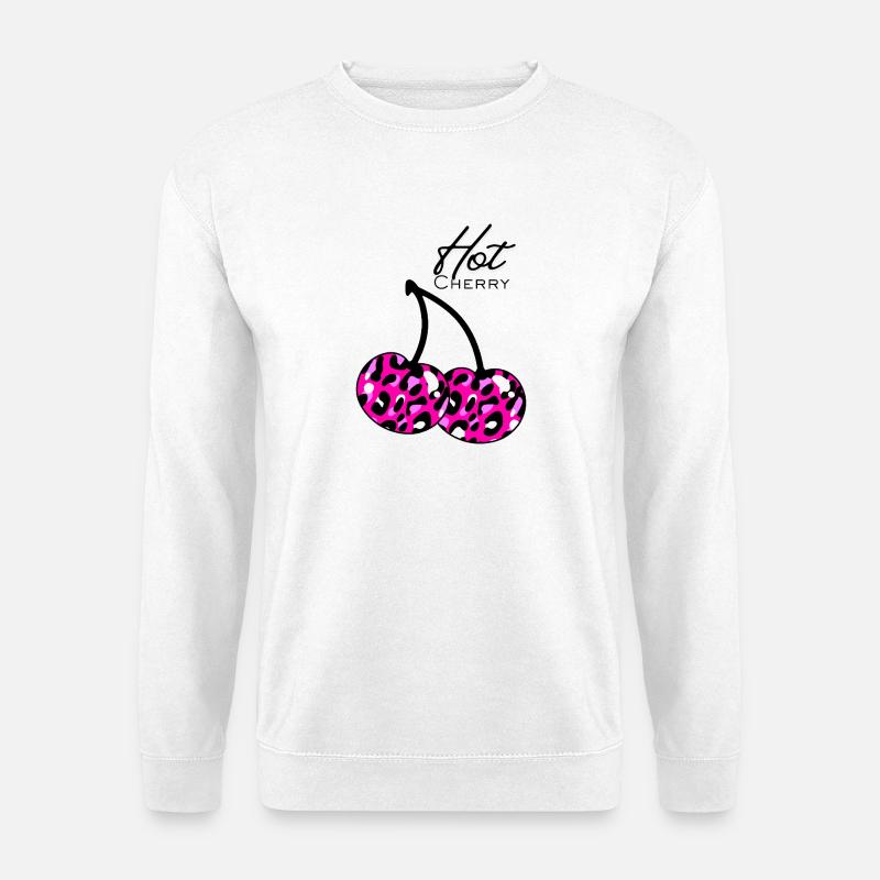Pink leopard pattern cherry - Unisex Sweatshirt - white