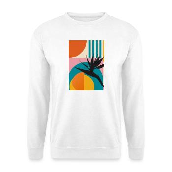 Geometrische Paradiesvogelblume Retro Tropical Art - Unisex Pullover - Weiß - Vorne