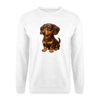 Friedlicher Dackel treuer Freund sitzt zufrieden - Unisex Pullover - Weiß - Vorne