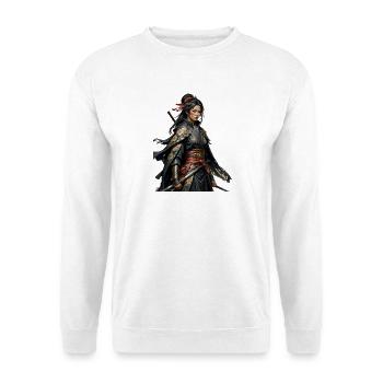 Schwarze Samuraiin mit Goldmustern - Unisex Pullover - Weiß - Vorne