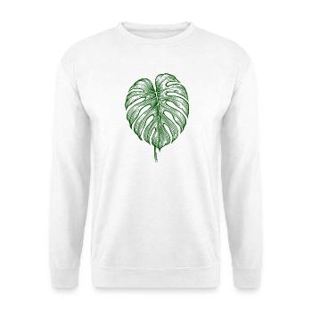 Monstera Blatt – Botanisches Naturmotiv - Unisex Pullover - Weiß - Vorne