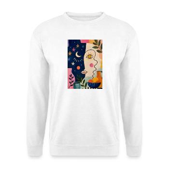 Boho Gesicht Kunst Tag und Nacht - Unisex Pullover - Weiß - Vorne
