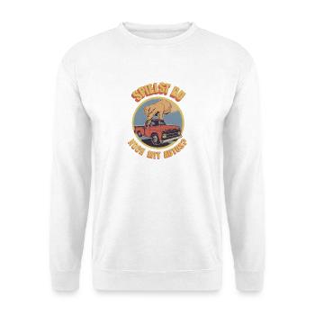 Spielst Du Noch Mit Autos Retro Truck - Unisex Pullover - Weiß - Vorne - Alina (178cm) & Michal (187cm)