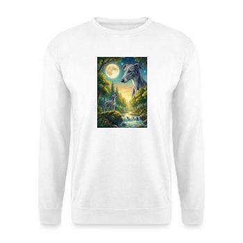 Chien lévrier mème hurlant à la lune - Sweat-shirt Unisexe - blanc - Devant