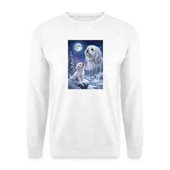 Howling to the Moon Meme Dog Maltese - Unisex Sweatshirt - white - Front