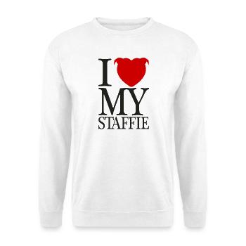 Ich liebe meinen Staffie mit Herzkopf - 008b - Unisex Pullover - Weiß - Vorne